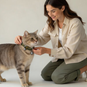 lederen kattenhalsband groen